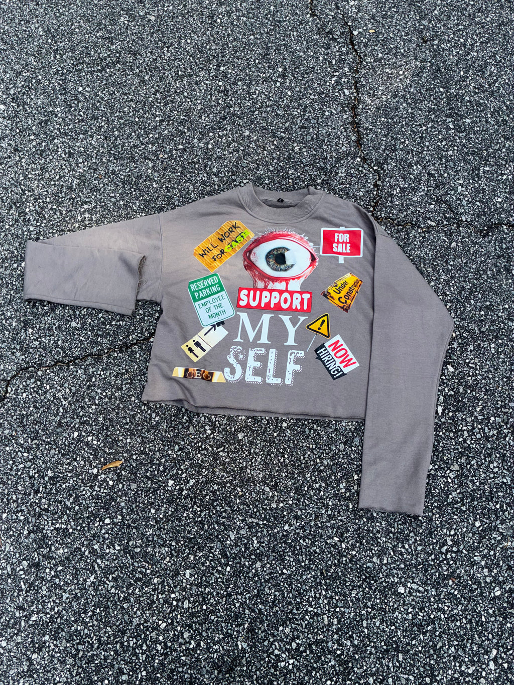 I Support Myself Crop-Top Sweater
