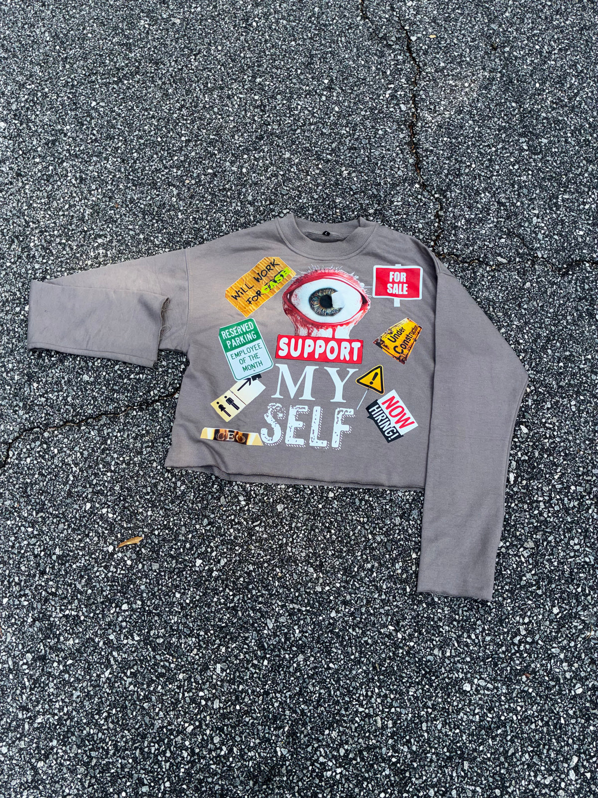 I Support Myself Crop-Top Sweater